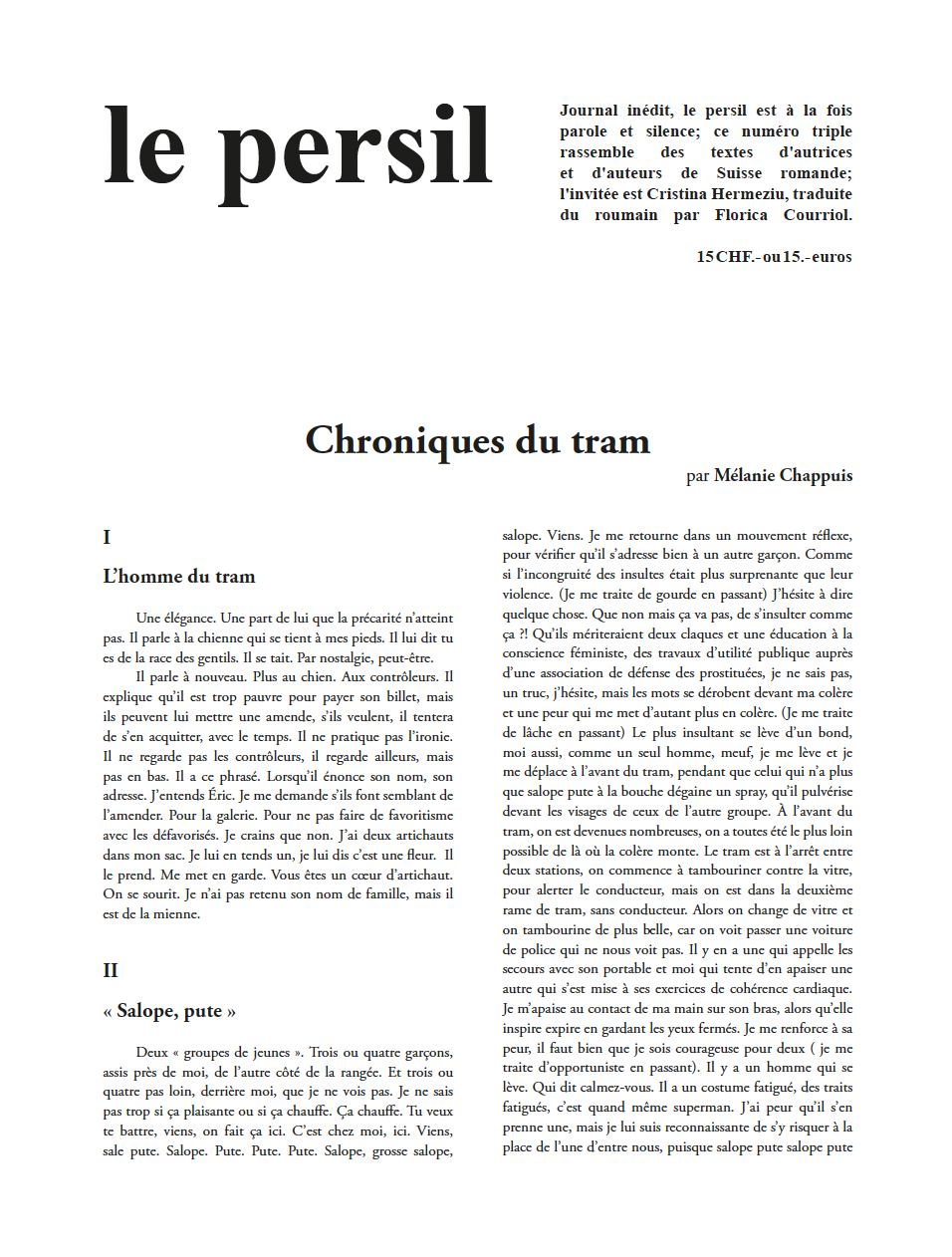 Le Persil – n° 243-245 – auteur·es de Suisse romande